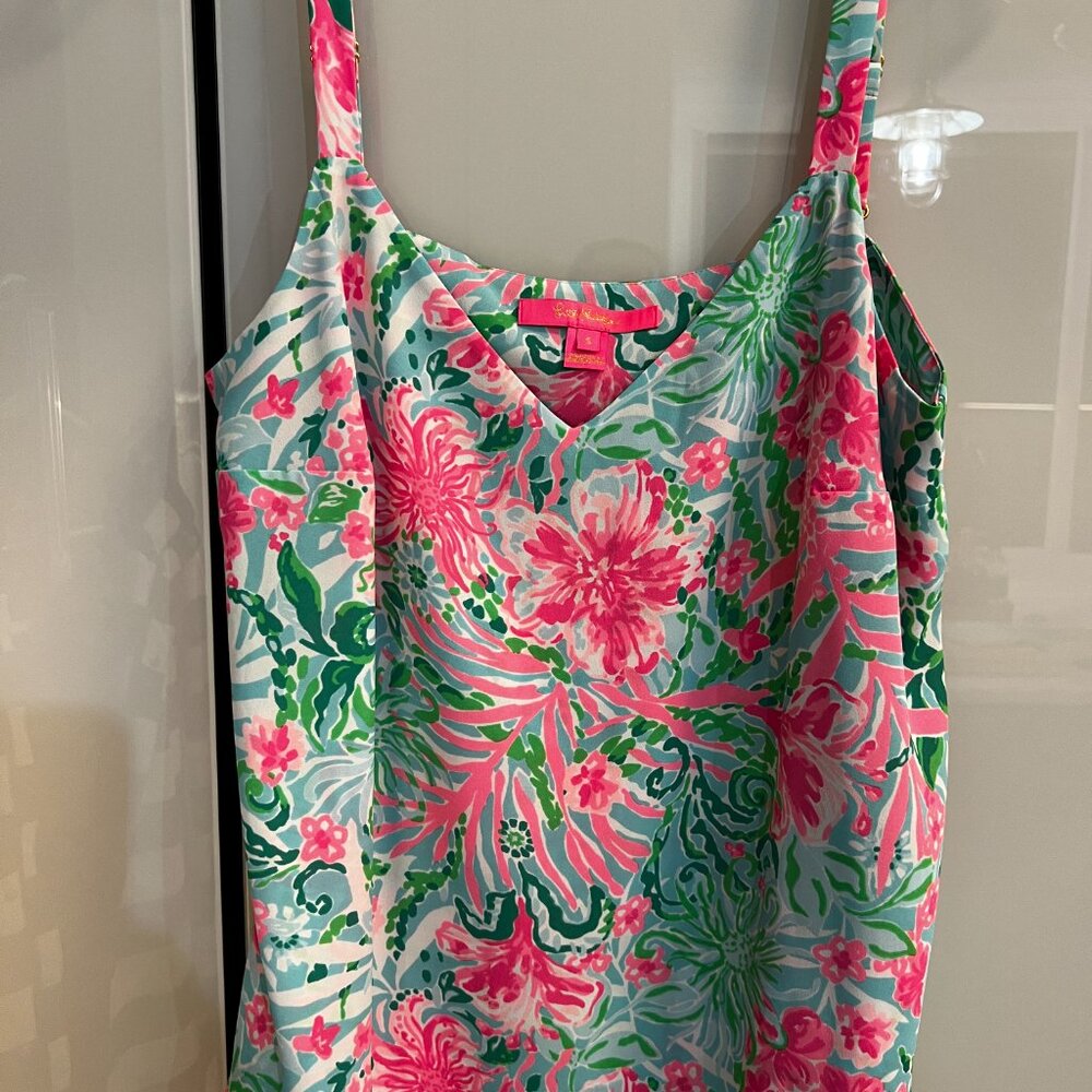 Lilly Pulitzer Nadia Cami Tank Top Amalfi Blue Leaf It Wild Size S